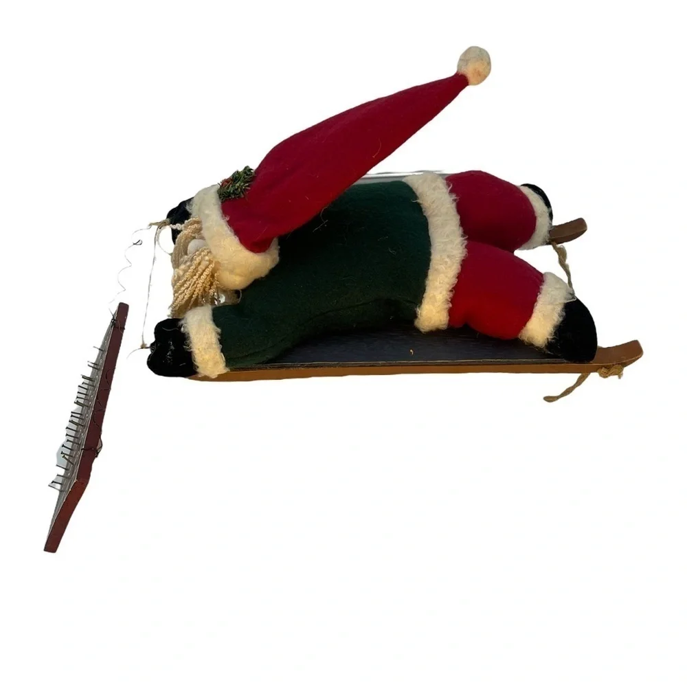 Sledding Santa Wooden 25 Days Till Christmas 3-D Wall Calendar Holiday Decor VTG